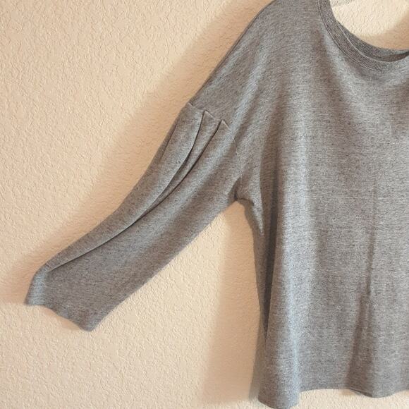 Daily Ritual NEW Pima Cotton Modal Heathered Gray Knit Poof 3/4 Sleeve Top XL - Picture 3 of 12